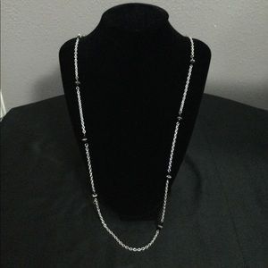 Dainty silver and black bead necklace-costume jewelry